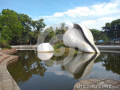 conchÂ shell sculpture situated at veli tourist village Thiruvananthapuram Kerala Editorial Stock Photo